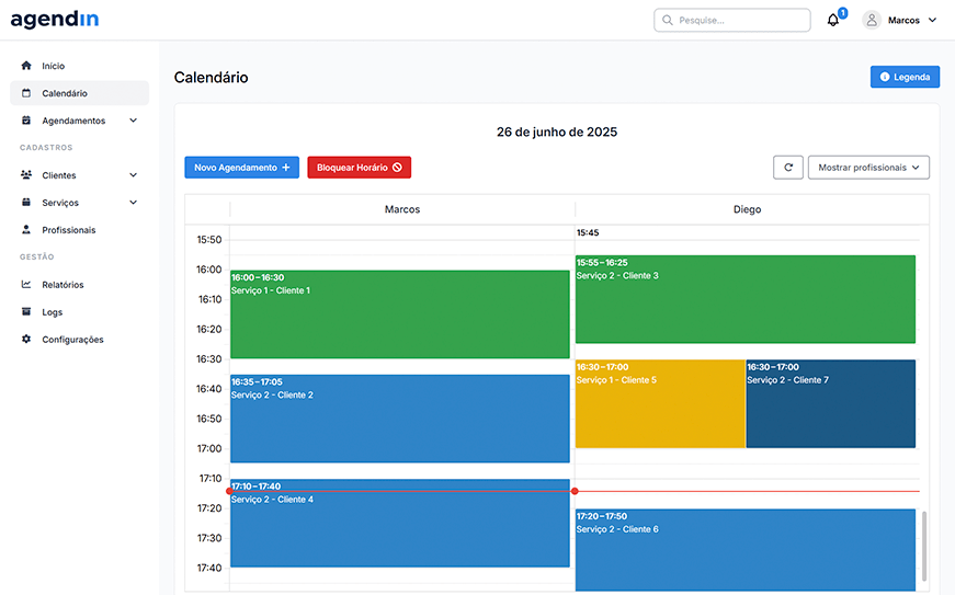 Painel de Controle - Calendário